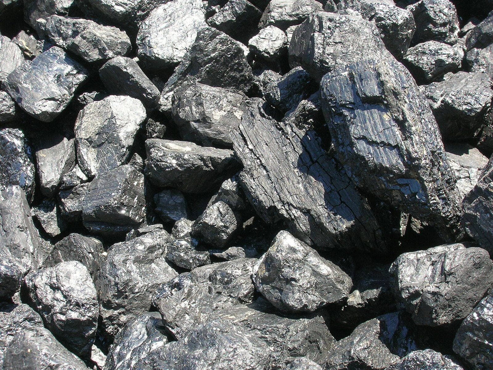 A lump of black coal on a light surface.